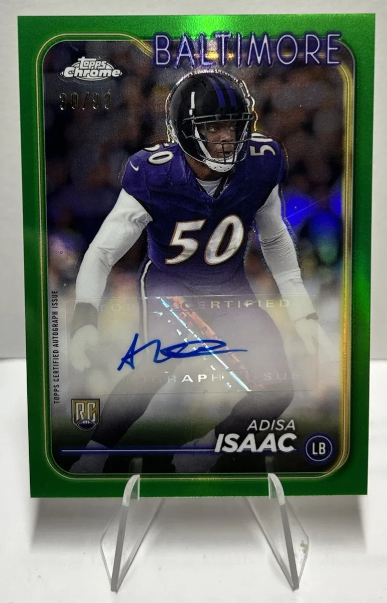 Front of 2024 Topps Chrome Adisa Isaac Rookie Autograph #RAAIS.