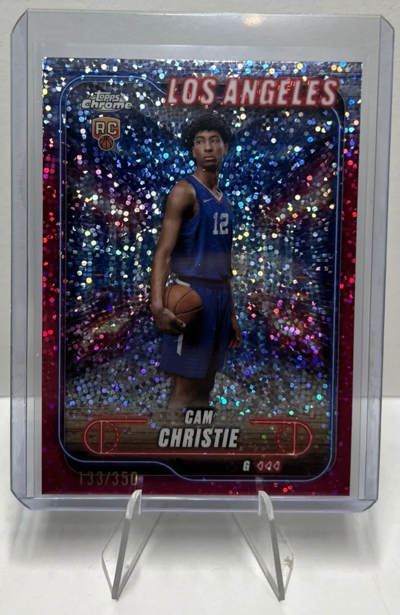 Front of 2024–25 Topps Chrome Cam Christie Magenta Speckle #151.