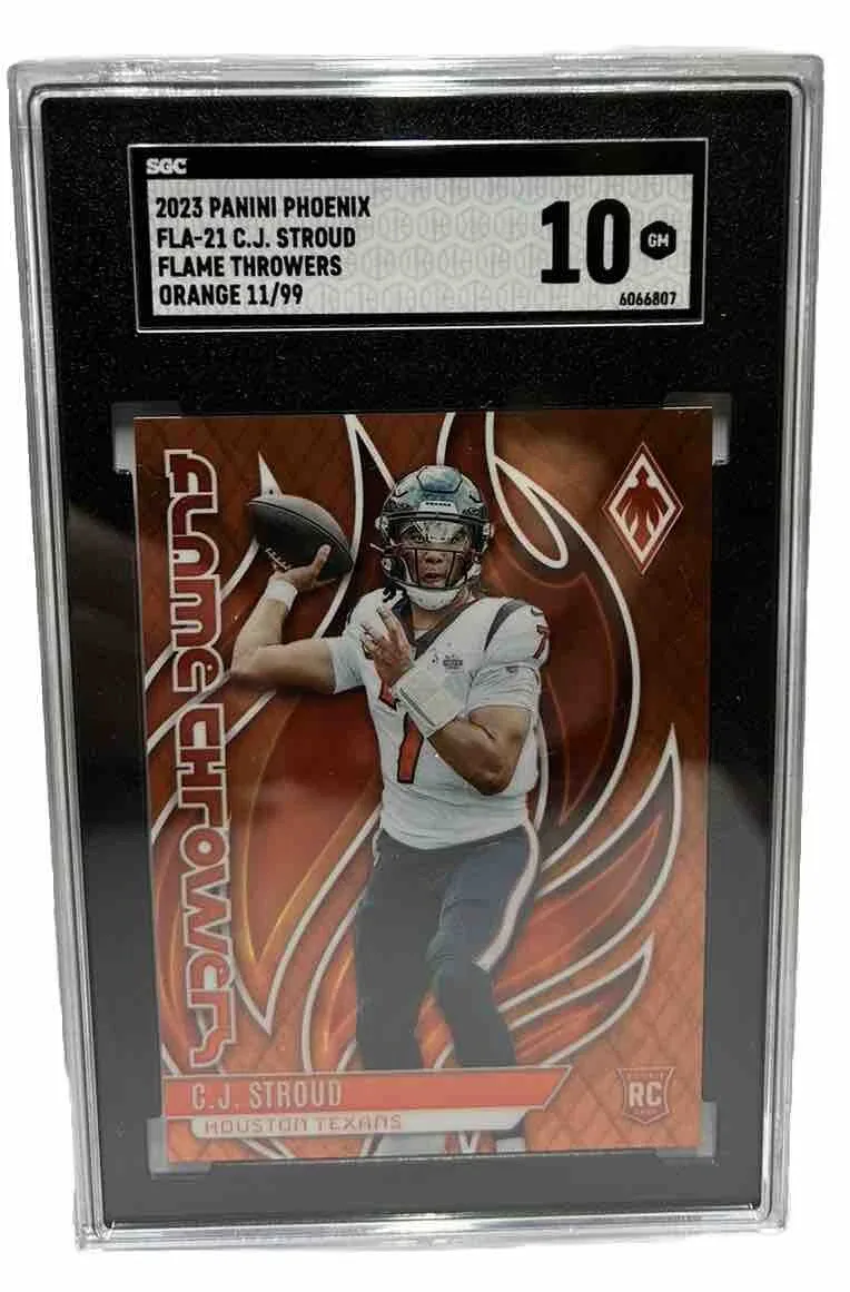 Front of 2023 Panini Phoenix C.J. Stroud Flame Throwers #FLA-21.