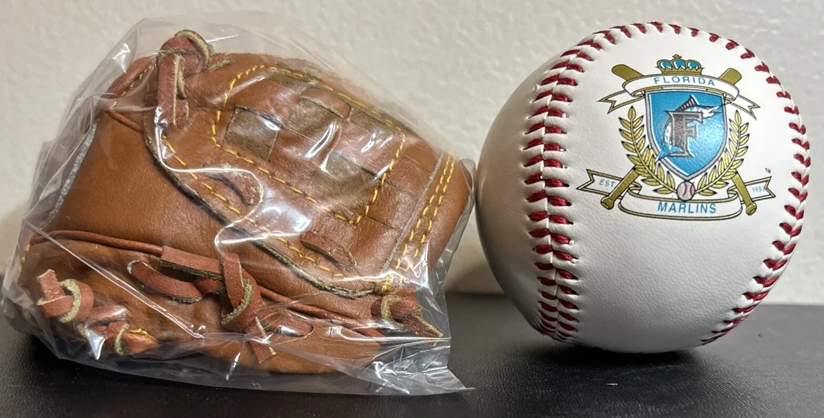 Detail of 1993 Florida Marlins Fotoball and Mini Glove.