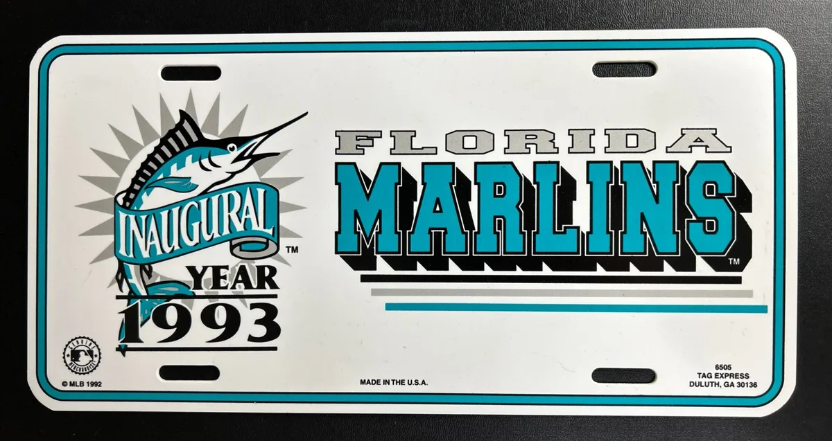 Detail of 1993 Florida Marlins License Plate and Frame.