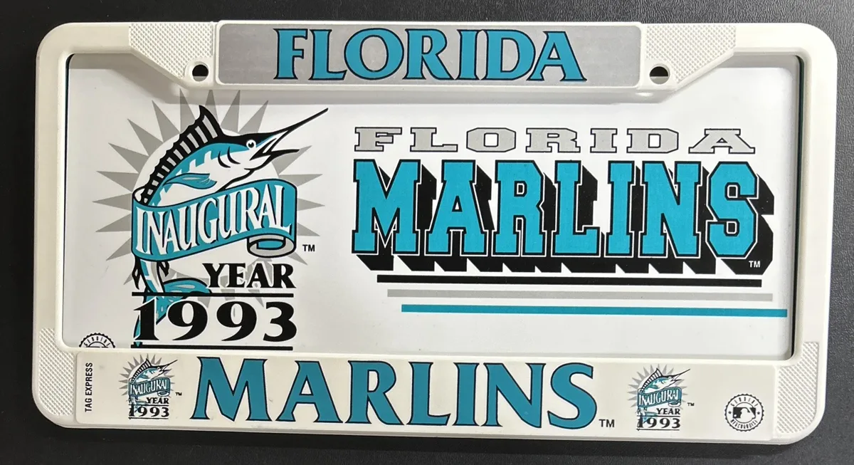 1993 Florida Marlins License Plate and Frame.