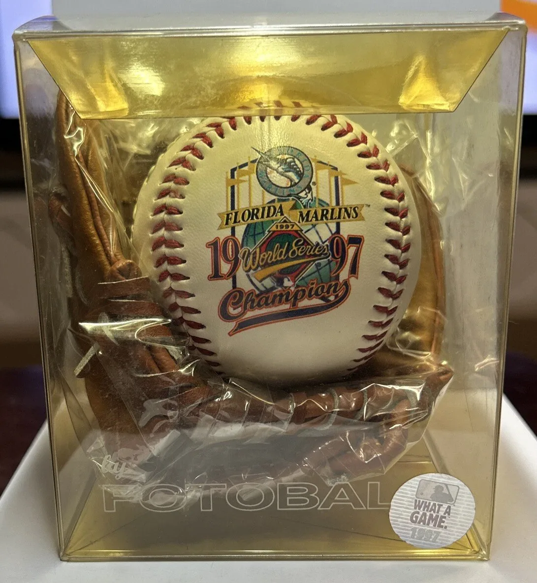 1997 Florida Marlins World Series Ball and Mini Glove.