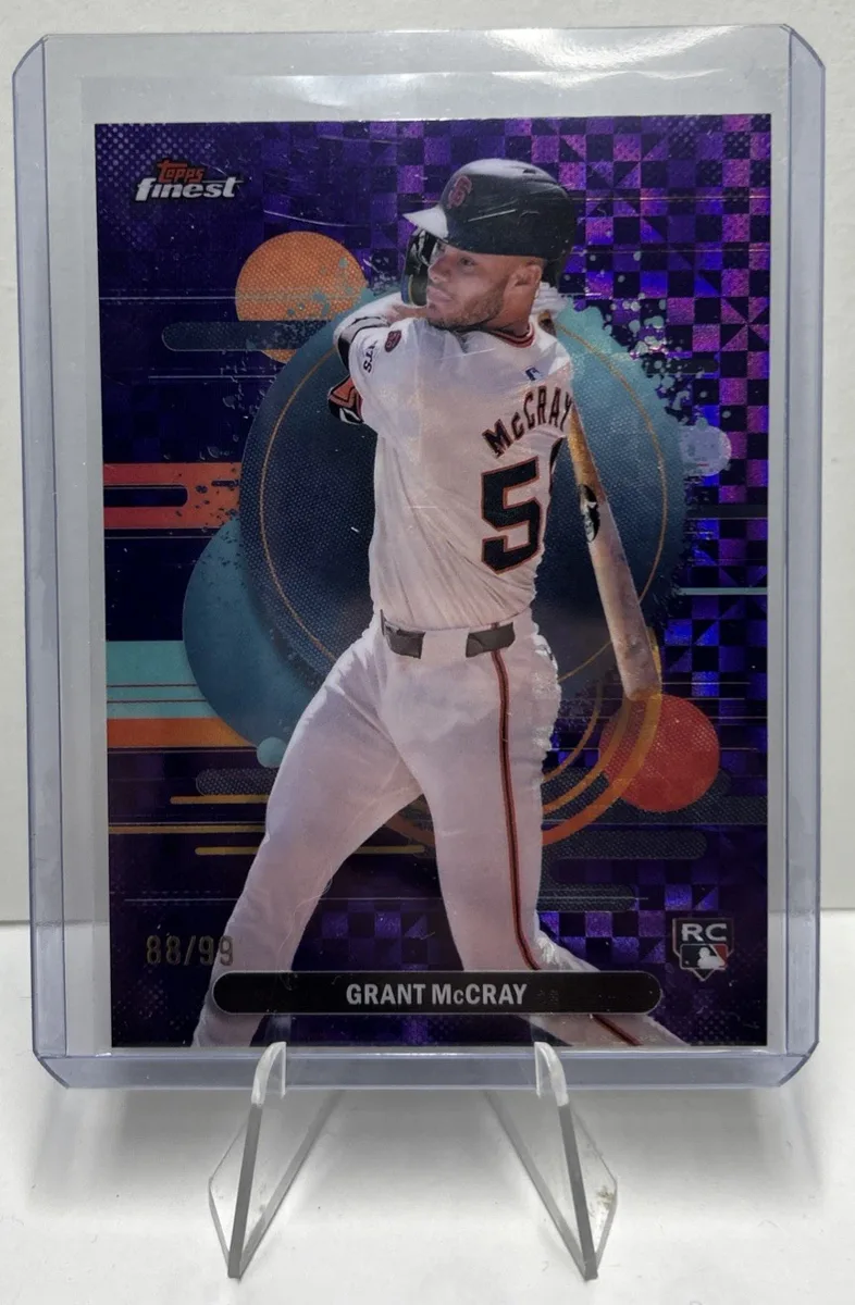 Front of 2025 Topps Finest Grant McCray Purple Checkerboard #130.