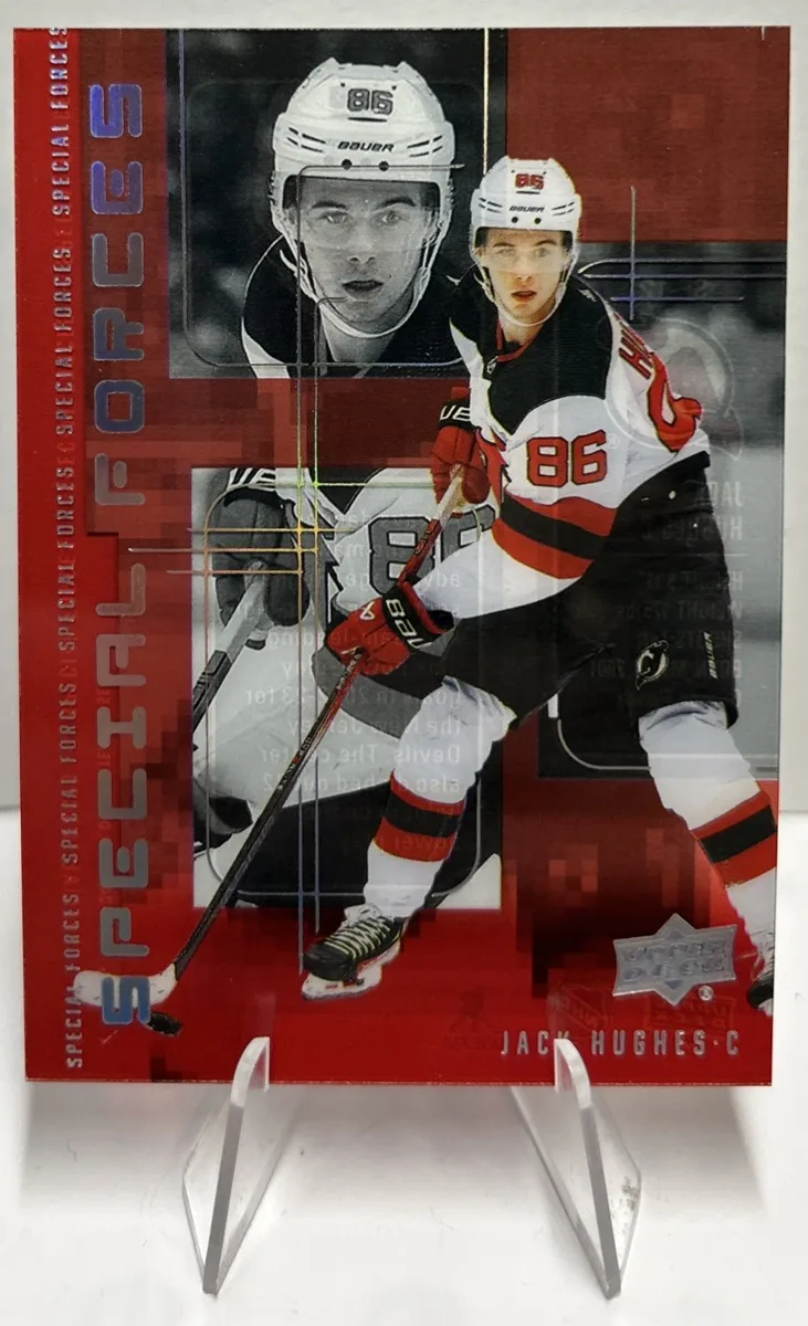 Front of 2023–24 Upper Deck Jack Hughes Special Forces #SF-12.