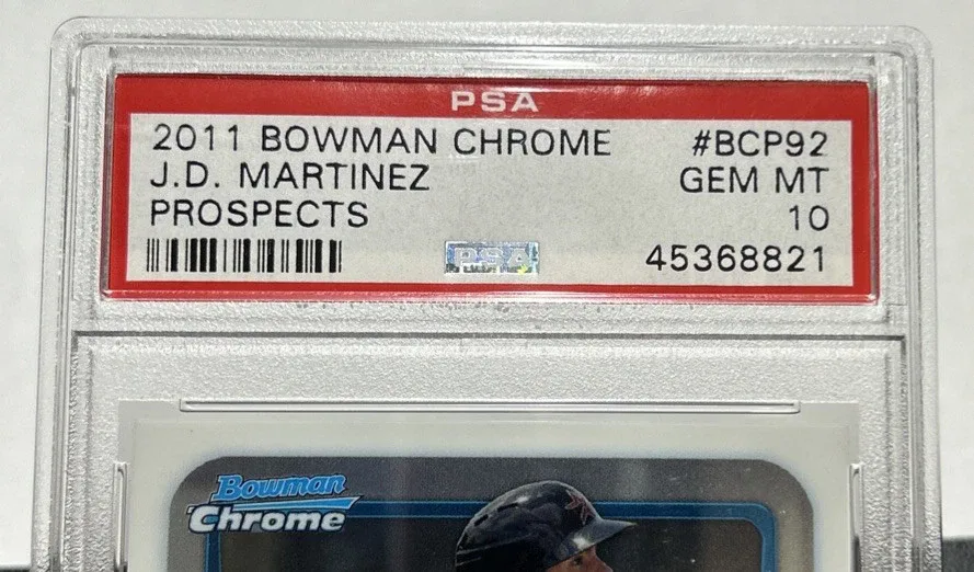 Slab label for 2011 Bowman Chrome J.D. Martinez #BCP92.