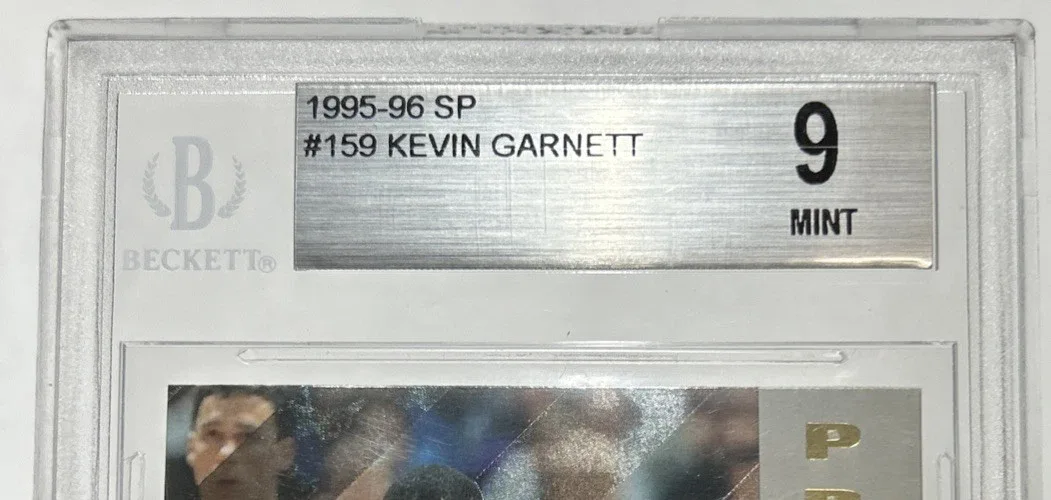 Slab label for 1995–96 SP Kevin Garnett #159.