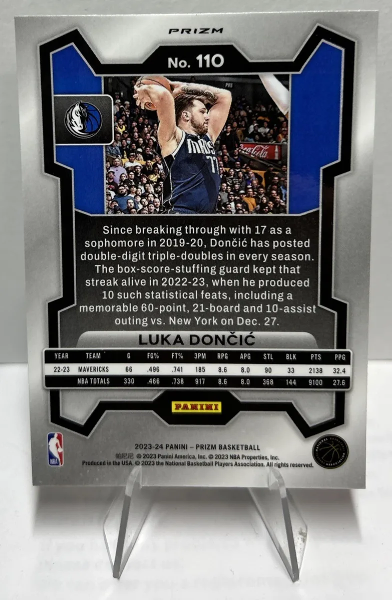 Back of 2023–24 Panini Prizm Luka Dončić Green #110.