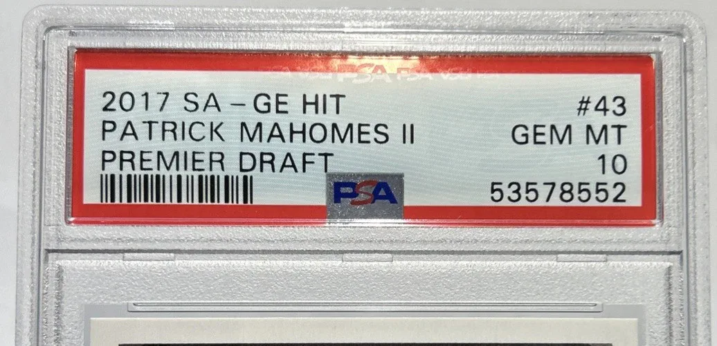 Slab label for 2017 SAGE HIT Patrick Mahomes II In Focus #43.