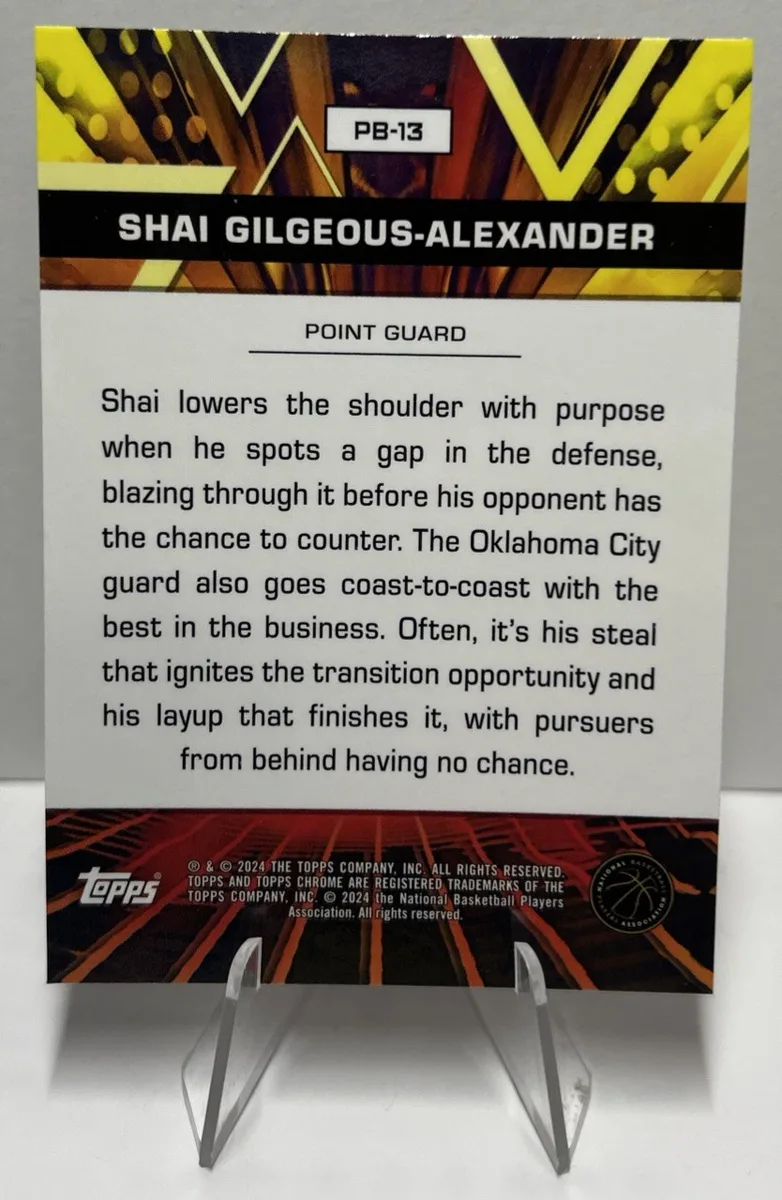 Back of 2023–24 Topps Chrome Shai Gilgeous-Alexander Power Boosters #PB13.