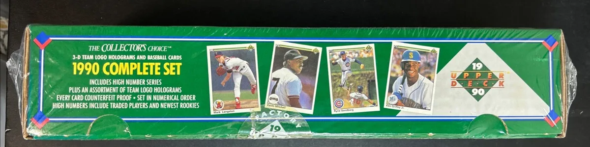 Detail of 1990 Upper Deck Baseball Complete Factory-Sealed Set.