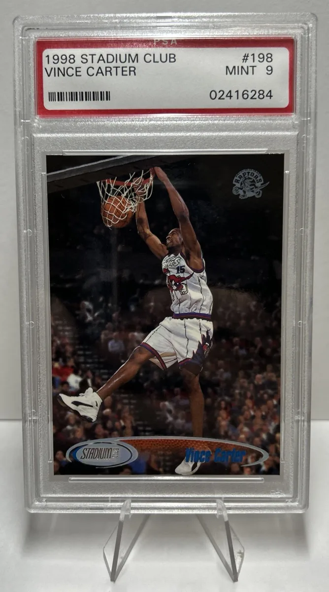 Front of 1998 Stadium Club Vince Carter #198.